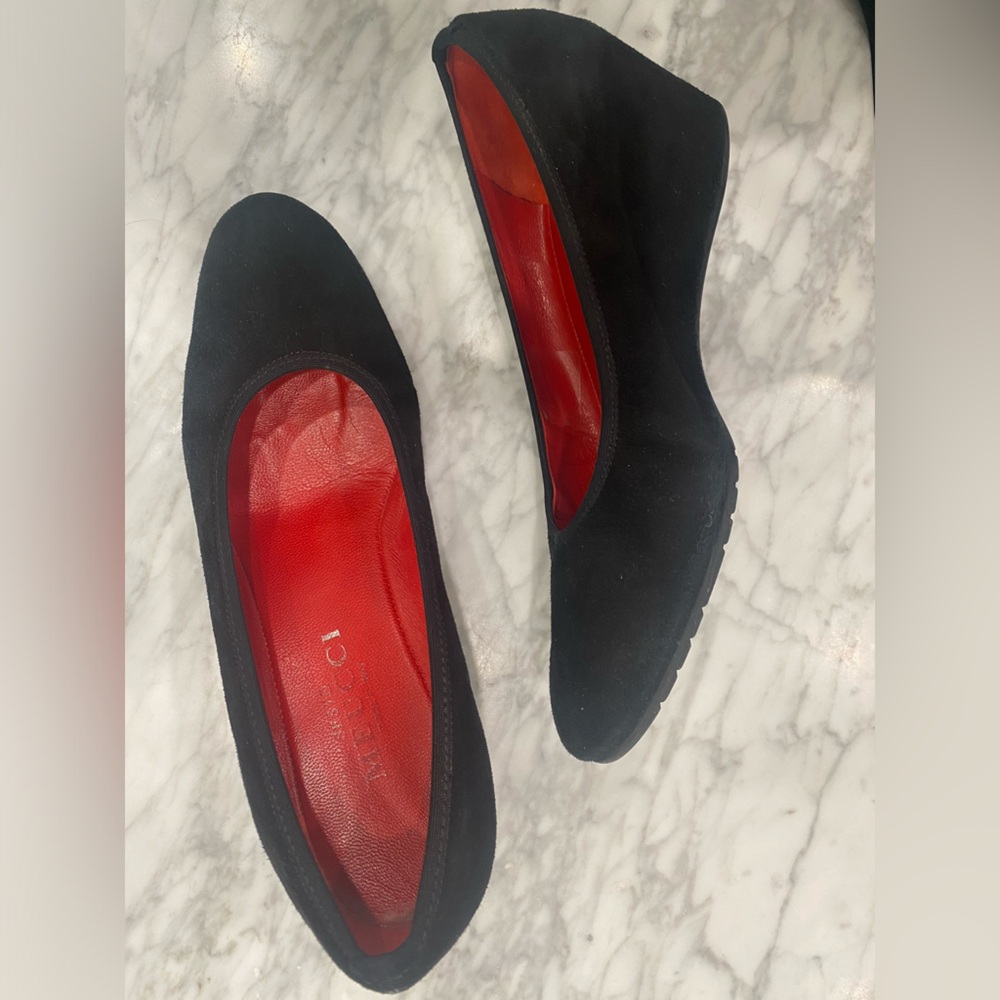 Sesto Meucci Black Suede Wedge Slip On